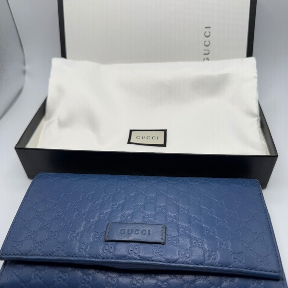 Gucci Microguccissima Continental Flap Wallet in deep cobalt blue - Picture 1 of 5